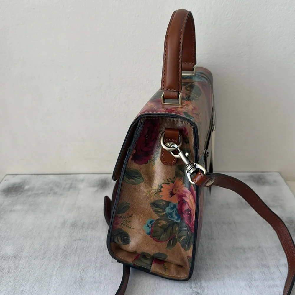 PATRICIA NASH Leather Chauny Top Handle Satchel Vintage Victorian Garden Xbody